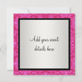 Fuchsia Hot Pink Black Damask Party Einladung (Rückseite)