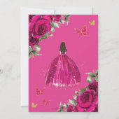 Fuchsia Hot Pink Blütendruckerin Quinceañera Save The Date (Rückseite)