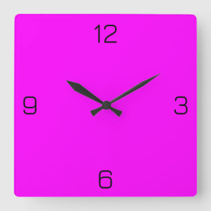 Fuchsia / Hot Pink FF00FF - Option zum Hinzufügen  Quadratische Wanduhr