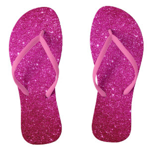 Fuchsia Hot Pink Glitter und Glamour  Badesandalen