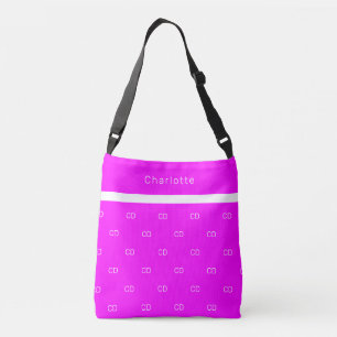 Fuchsia Hot-Pink-Monogramm-Initialen Tragetaschen Mit Langen Trägern
