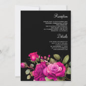 Fuchsia Hot Pink Rose Alle in einer Schwarzen Hoch Einladung (Rückseite)