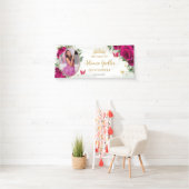 Fuchsia Hot Pink Rose Blumenkohle Foto Banner (Insitu)
