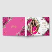 Fuchsia Hot Pink Rose Blumenkohle Foto Gästebuch (Voll)