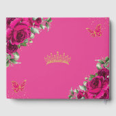 Fuchsia Hot Pink Rose Blumenkohle Foto Gästebuch (Rückseite)