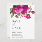 Fuchsia Hot Pink Roses Photo Collage Wedding Save The Date (Vorderseite)