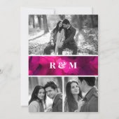 Fuchsia Hot Pink Roses Photo Collage Wedding Save The Date (Rückseite)