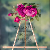 Fuchsia Hot Pink Roses Wedding Welcome Acrylschild (Neutral)