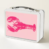 Fuchsia-Hummer auf Hellrosa Metall Lunch Box (Rückseite)