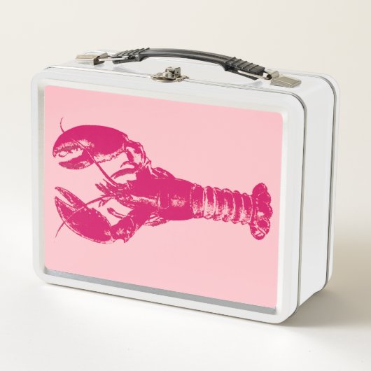Fuchsia-Hummer auf Hellrosa Metall Lunch Box (Vorderseite)