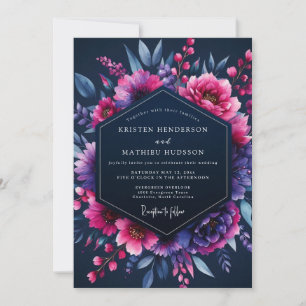 Fuchsia Indigo Nocturne Hochzeit Einladung