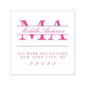 Fuchsia Initials & Name Kalligrafie-Rücksendeadres Permastempel (Design)