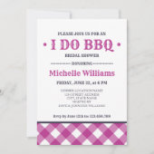 Fuchsia Kariert | Rustikales I DO GRILLEN Brautpar Einladung (Vorderseite)