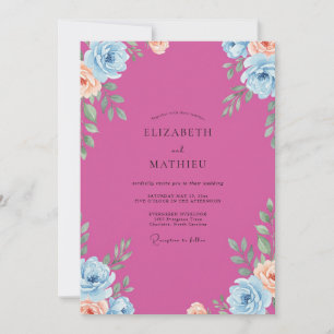 Fuchsia Korallen Hochzeit Einladung