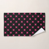 Fuchsia Kreuzstiche auf schwarz Badhandtuch Set (Handtuch)