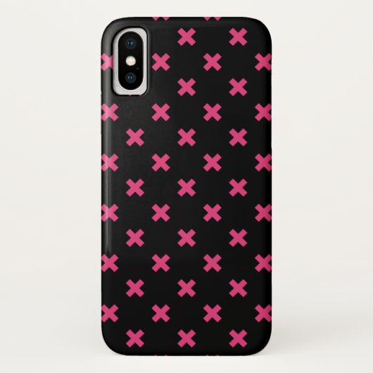 Fuchsia Kreuzstiche auf schwarz Case-Mate iPhone Hülle (Rückseite)