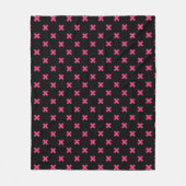 Fuchsia Kreuzstiche auf schwarz Fleecedecke (Vorderseite)