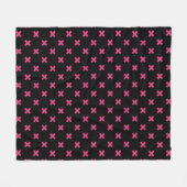 Fuchsia Kreuzstiche auf schwarz Fleecedecke (Vorderseite (Horizontal))