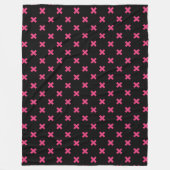 Fuchsia Kreuzstiche auf schwarz Fleecedecke (Vorderseite)