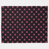 Fuchsia Kreuzstiche auf schwarz Fleecedecke (Vorderseite (Horizontal))