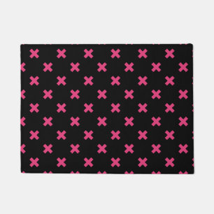 Fuchsia Kreuzstiche auf schwarz Fußmatte