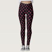 Fuchsia Kreuzstiche auf schwarz Leggings (Vorderseite)