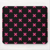 Fuchsia Kreuzstiche auf schwarz Mousepad (Vorne)