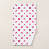 Fuchsia-Kreuzstiche auf weiß Badhandtuch Set (Handtuch)