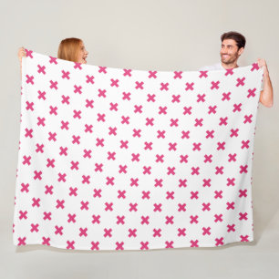 Fuchsia-Kreuzstiche auf weiß Fleecedecke