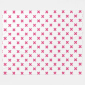 Fuchsia-Kreuzstiche auf weiß Fleecedecke (Vorderseite (Horizontal))