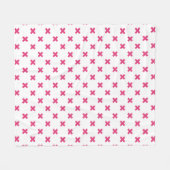 Fuchsia-Kreuzstiche auf weiß Fleecedecke (Vorderseite (Horizontal))