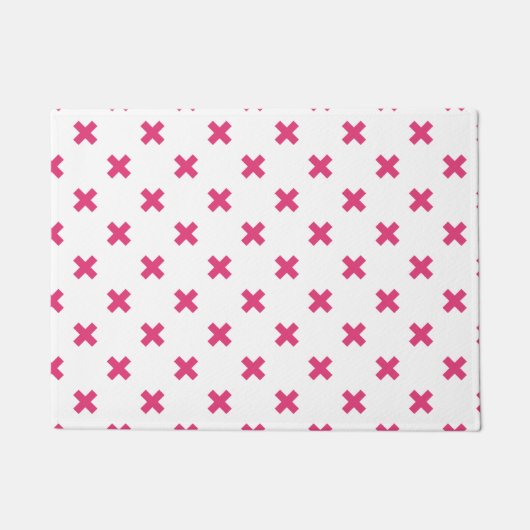 Fuchsia-Kreuzstiche auf weiß Fußmatte (Vorderseite)
