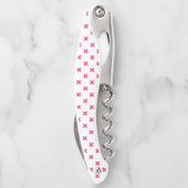 Fuchsia-Kreuzstiche auf weiß Kellnermesser (Rückseite)