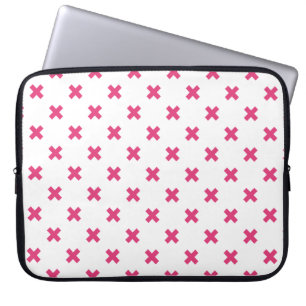 Fuchsia-Kreuzstiche auf weiß Laptopschutzhülle