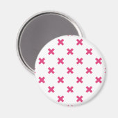 Fuchsia-Kreuzstiche auf weiß Magnet (Vorderseite/Rückseite)