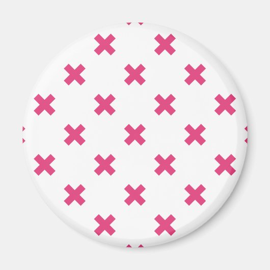 Fuchsia-Kreuzstiche auf weiß Magnet (Vorne)