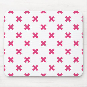 Fuchsia-Kreuzstiche auf weiß Mousepad