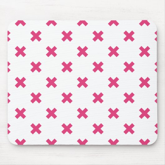 Fuchsia-Kreuzstiche auf weiß Mousepad (Vorne)