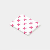 Fuchsia-Kreuzstiche auf weiß Post-it Klebezettel (angewinkelt)