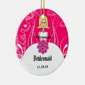 Fuchsia Kurz Blonde Hair Gown Bridesmaid Ornament (Rechts)