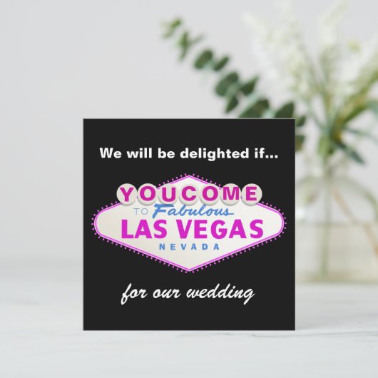Fuchsia Las Vegas unterschreiben moderne Hochzeits Einladung (Stehend Vorderseite)