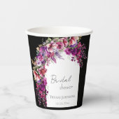 Fuchsia Lavender Floral Arch Brautparty Pappbecher (Vorderseite)