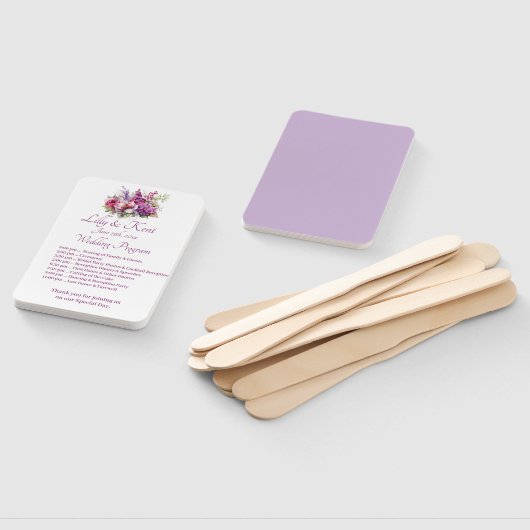 Fuchsia Lavender Wedding Program Fans Fächer (Non-assembled)