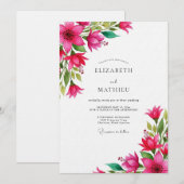 Fuchsia Lebendige Blütenhochzeit Einladung (Vorne/Hinten)