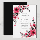 Fuchsia Lebendige Romantische Hochzeit Einladung (Vorne/Hinten)