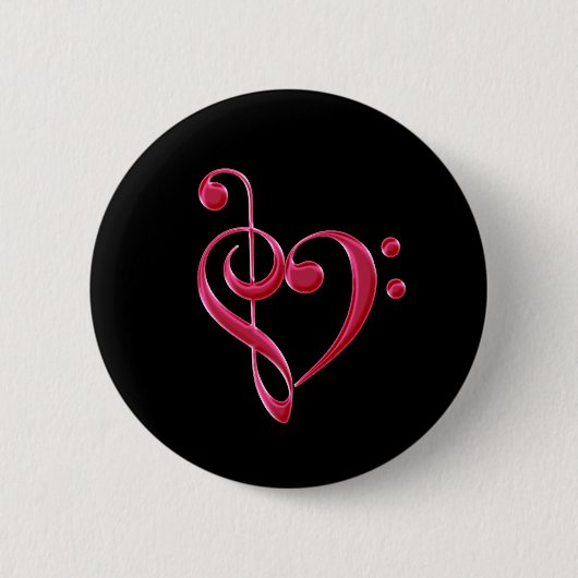 Fuchsia Liebe Musical Notes Button (Vorderseite)