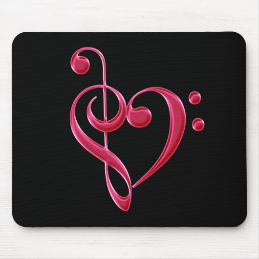Fuchsia Liebe Musical Notes Mousepad (Vorne)