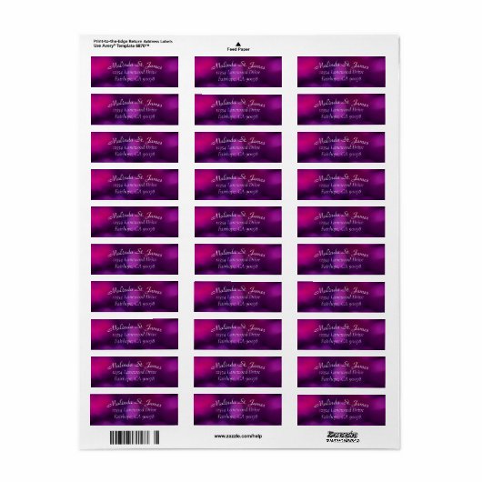 Fuchsia Light Modern Return Address Label (Vorne)
