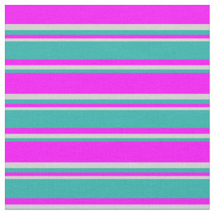 Fuchsia, Light Sea Green und hellgraue Streifen Stoff