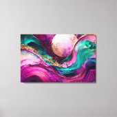 Fuchsia, Lila, Aquamarin & Goldmarmor Abstrakte Ku Leinwanddruck (Vorderseite)